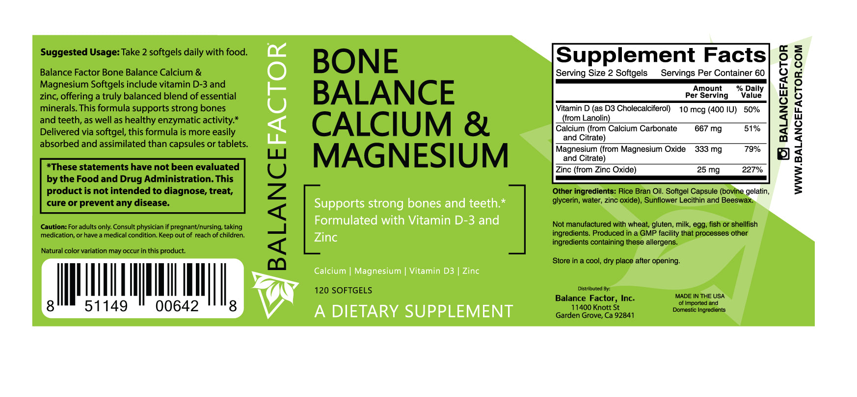 Muscle and Bone Balance, Calcium & Magnesium