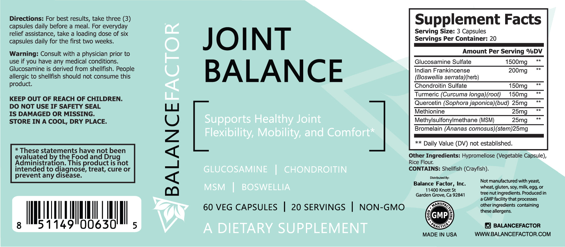 Balance Factor Joint Balance - Glucosamine with Chondroitin - Balance Factor