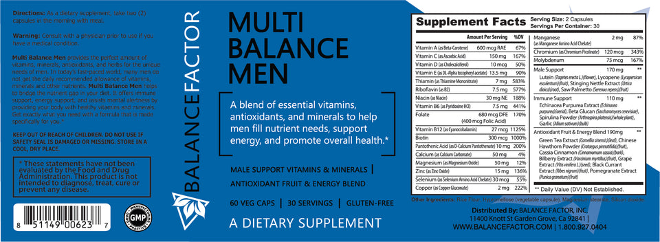 Balance Factor Multi Balance Men - Men's Daily Natural Multi-nutrient ...