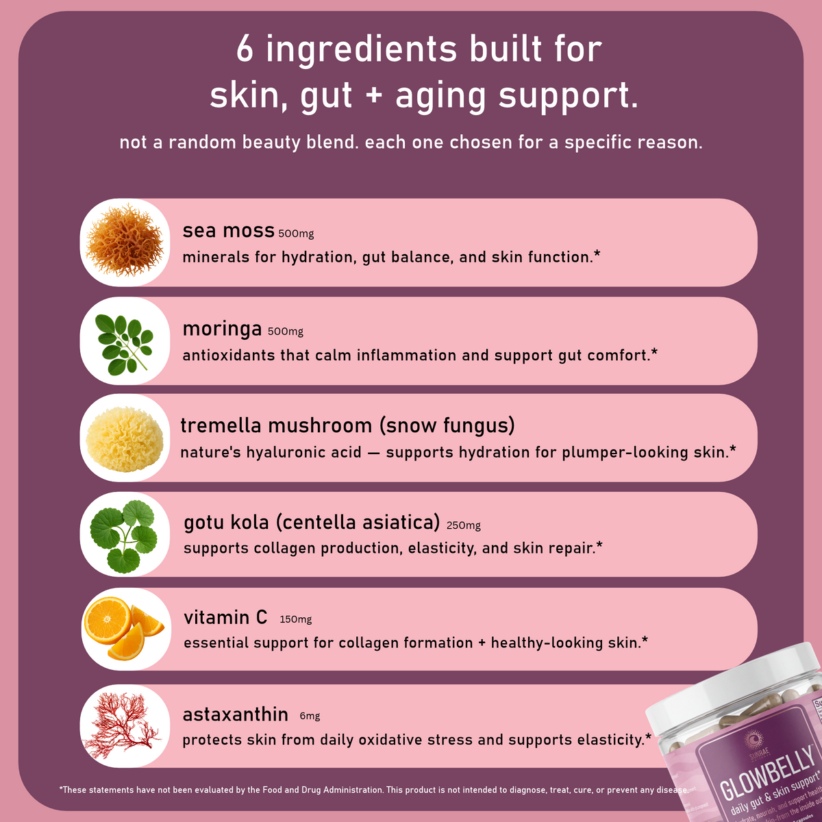 Glowbelly – Daily Skin + Gut Supplement for Hydrated, Plumper-Looking Skin, Less Bloating & Natural Energy