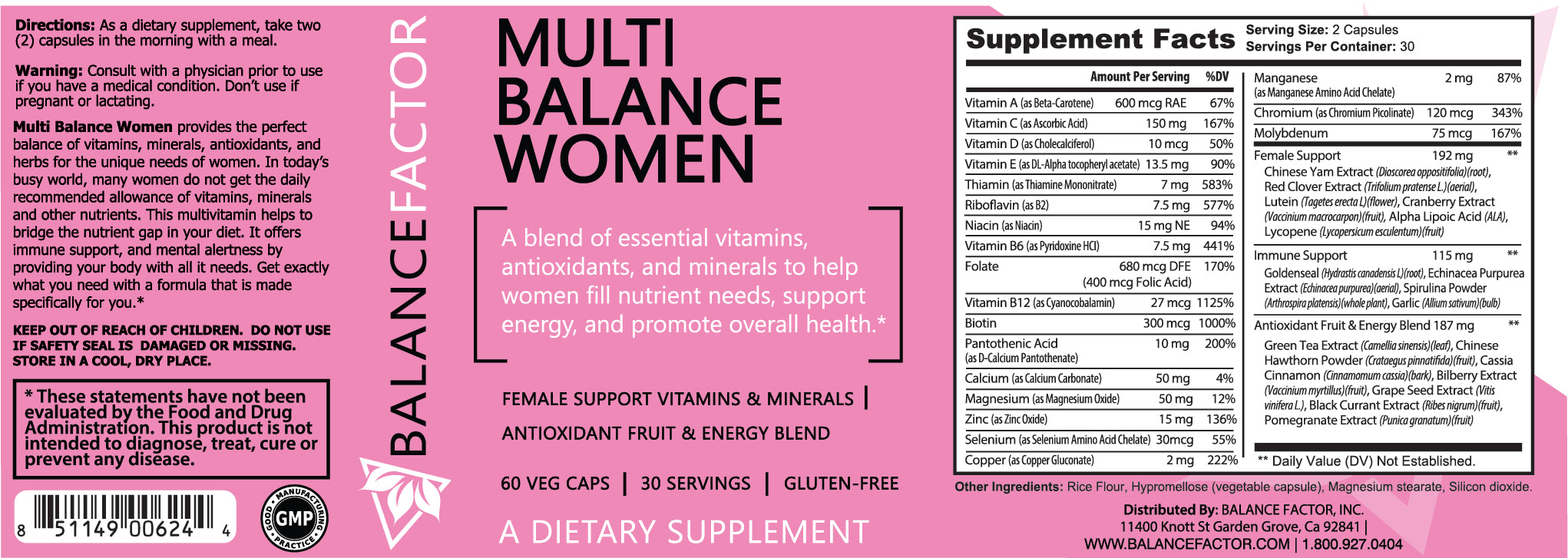 Balance Multi Factor Balance Factor Multi Balance Women - Natural Nutrients for a Superior Women